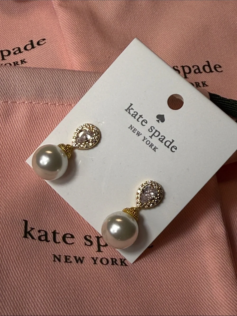 kate spade gold and white pearl teardrop earrings